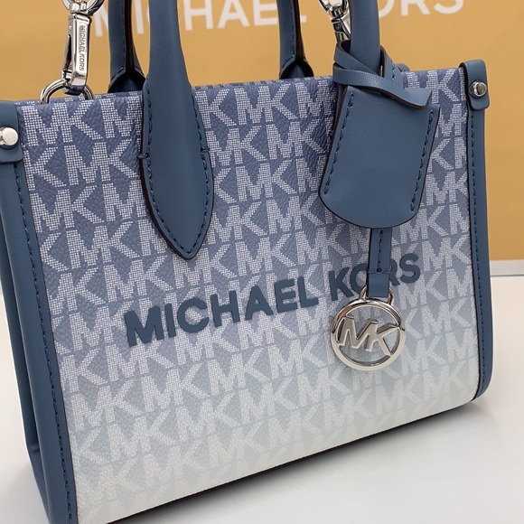 Michael Kors Mirella Extra-Small Ombré Logo Crossbody XBODY ShopperBag Denim NWT - Picture 14 of 16